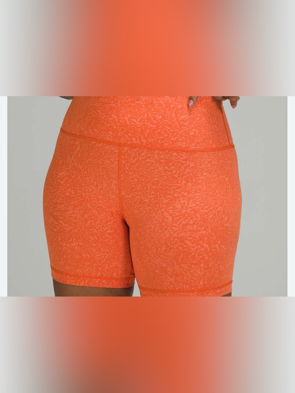 Lululemon Wunder Train Coral Patterned Athletic Bike Shorts Sz 4